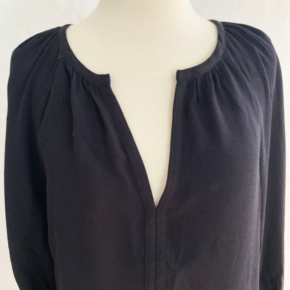 NWT ★: J.CREW Point Sur drapey open V-neck top, Black, S - Picture 3 of 10